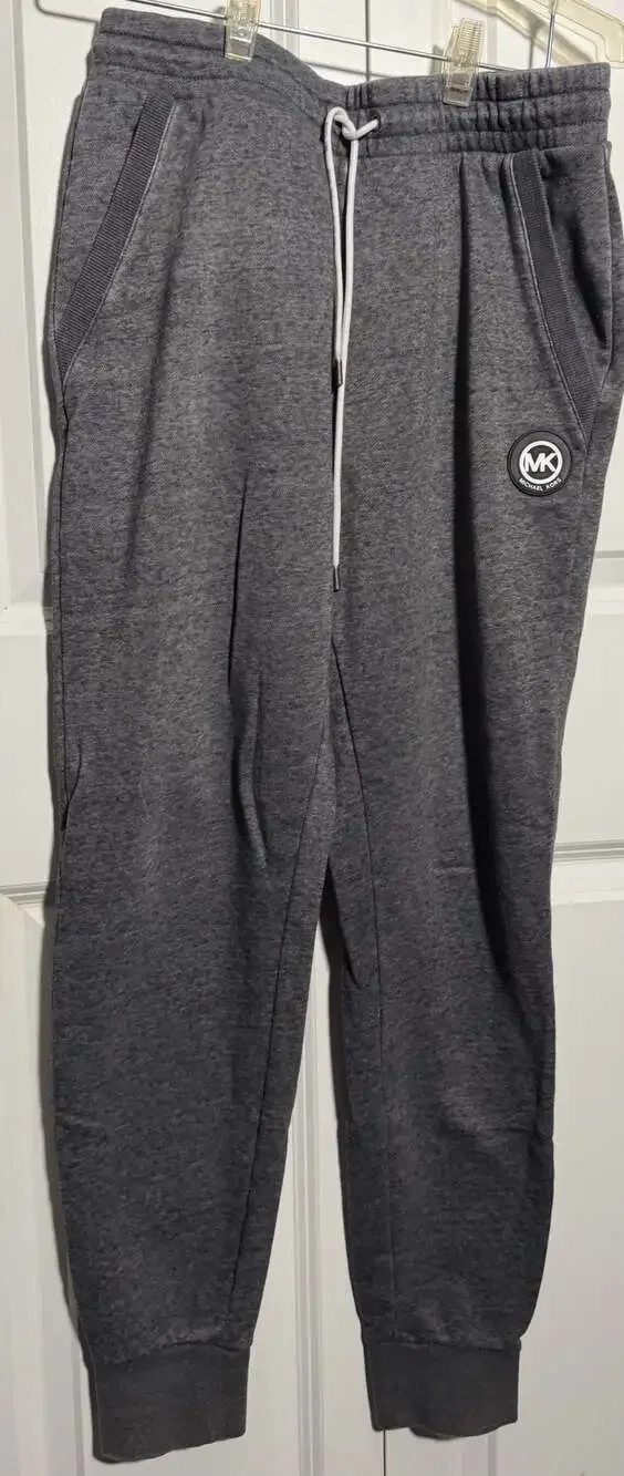 Michael Kors Mens Heathered Gray Fleece Jogger Sweatpants with Logo Patch Size S